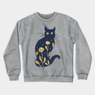 Dark blue and gold cat Crewneck Sweatshirt